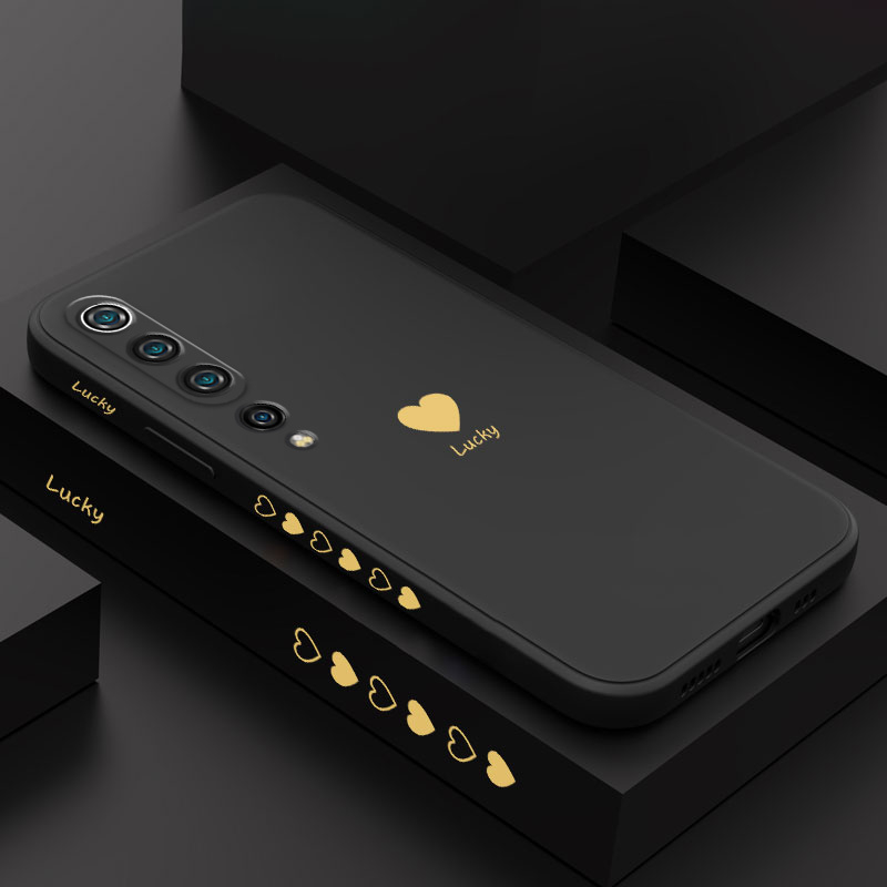 Ốp Điện Thoại Silicon Dẻo Màu Vàng Họa Tiết Trái Tim Xinh Xắn Cho Xiaomi Mi 5G 10 10S 9 8 Pro Lite Sự Bảo