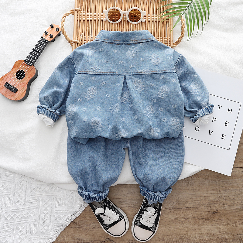 Set Đồ 3 Món Gồm Áo Hoodie Cotton In Hình Hoạt Hình Doraemon + Quần Denim Cho Bé