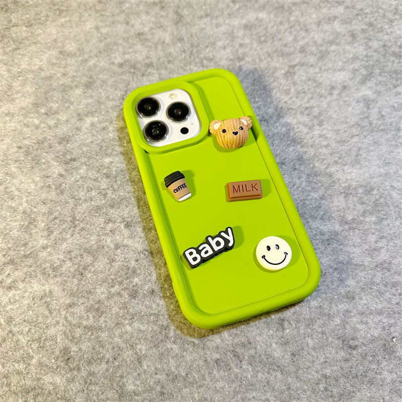 Ốp Điện Thoại tpu Mềm Hình Gấu 3D Màu Đen / Xanh Lá / Nâu Cho Iphone14 14 Pro 14 Pro MAX 11 12 promax 13 Pro MAX XS MAX XR X