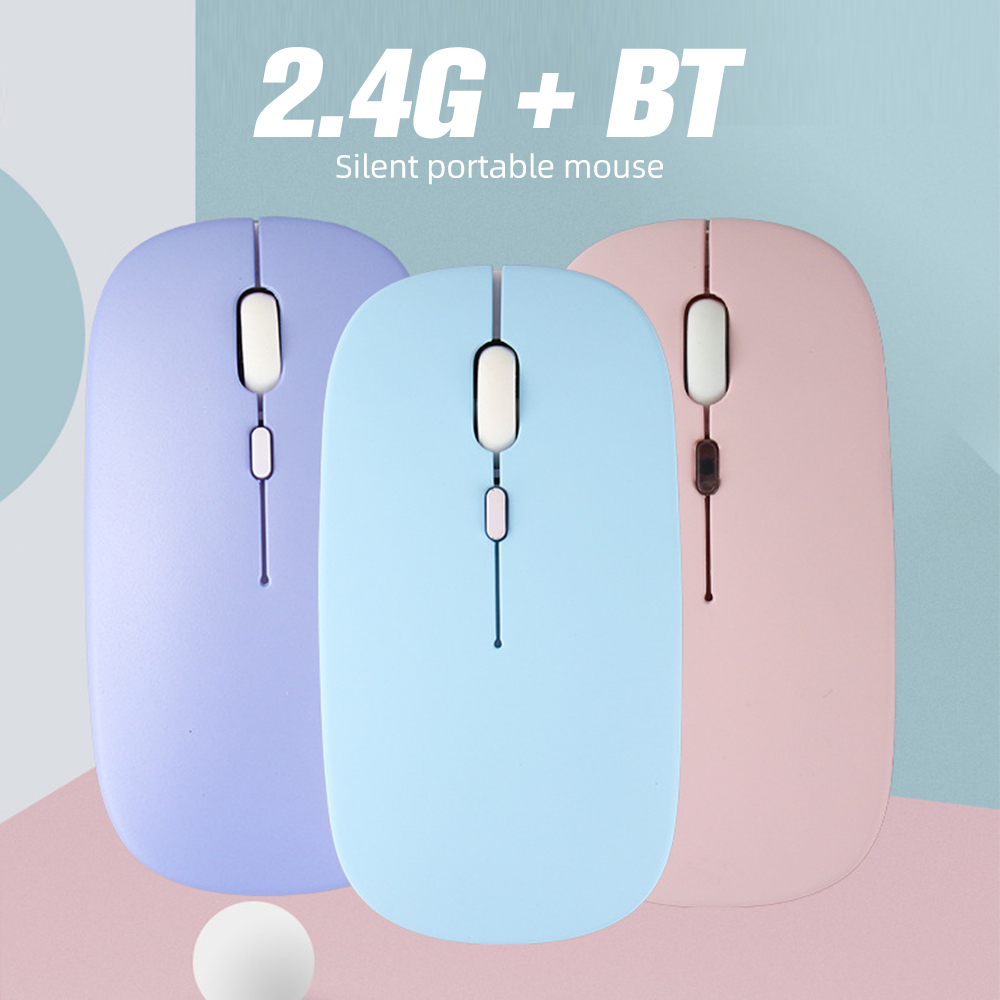Chuột không dây Ankndo sạc pin RGB tương thích bluetooth 2.4G không ồn đèn nền LED cho máy tính/laptop