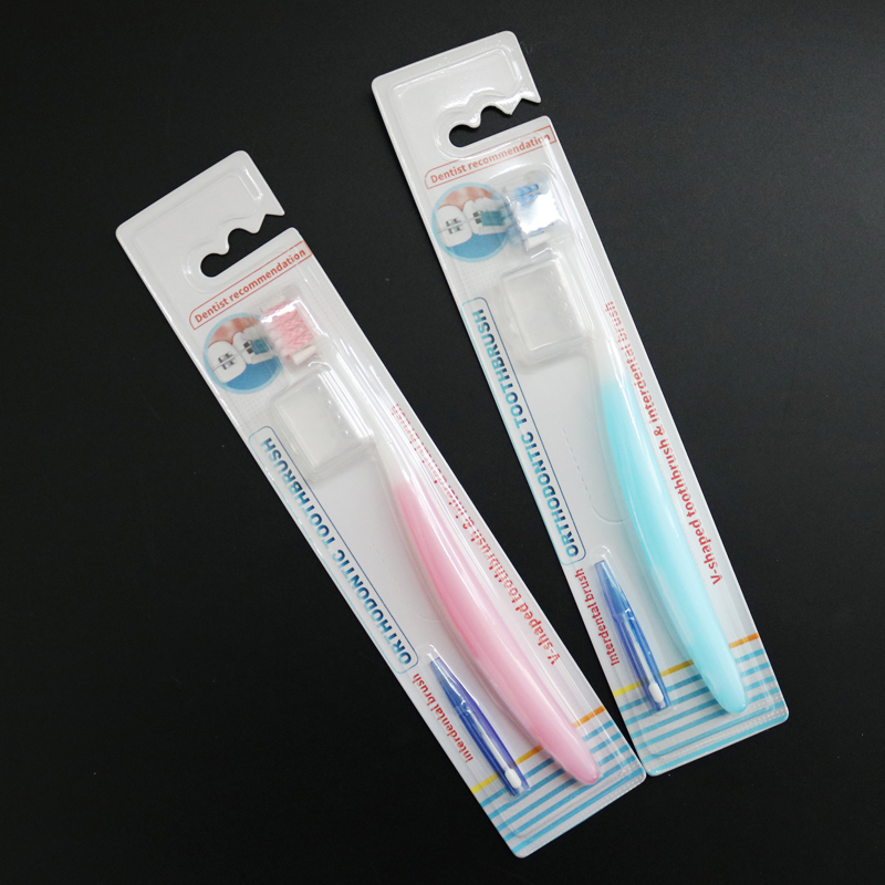 Set 2 Bàn Chải Đánh Răng Kèm Nắp Đậy   Orthodontic toothbrush interdental brush kit