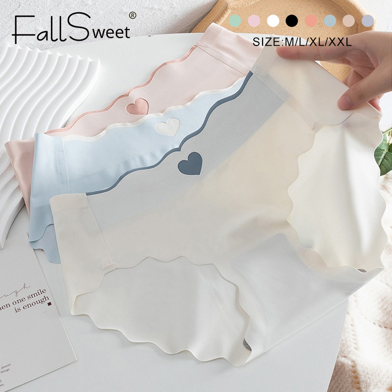 FallSweet Quần Lót Lụa Lạnh Không Đường May Lưng Vừa Thoải Mái Dễ Thương Cho Bạn Gái