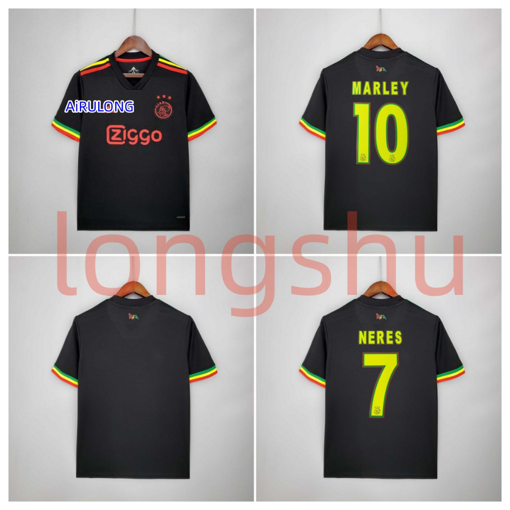21 22 ajax sân khách màu đen áo bóng đá bóng đá áo sơ mi S-3XL