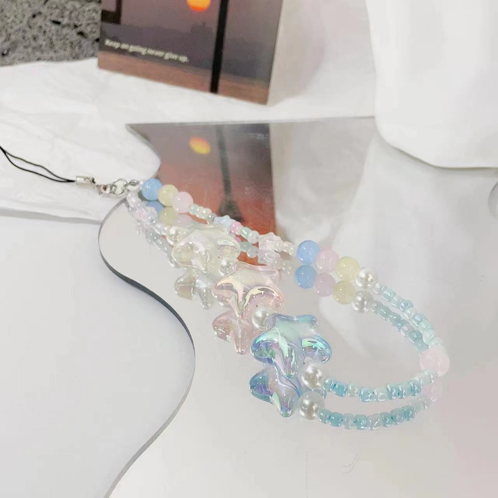 Dây Đeo Điện Thoại Bằng acrylic Hình Ngôi Sao Năm Cánh Màu laser Dễ Phối Đồ Phong Cách Hàn Quốc