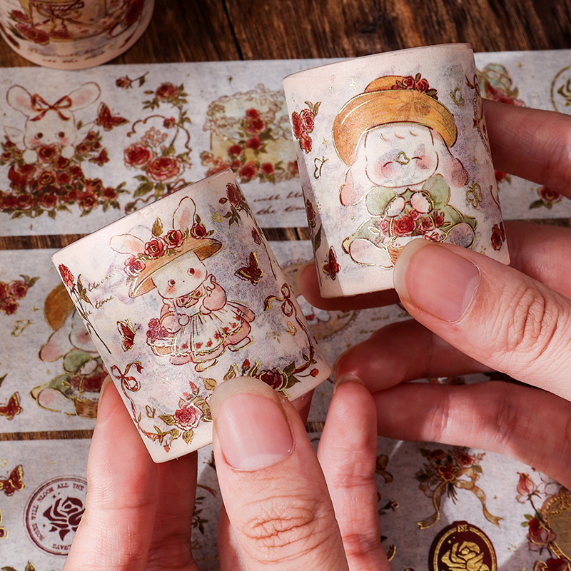 Mr. Paper 300cm/cuộn Và băng giấy Phim hoạt hình dễ thương Thỏ bông hồng Loạt minh họa Sáng tạo hot Tài liệu dán nền móng tay gogolkar Chai DIY Văn phòng phẩm trang trí băng