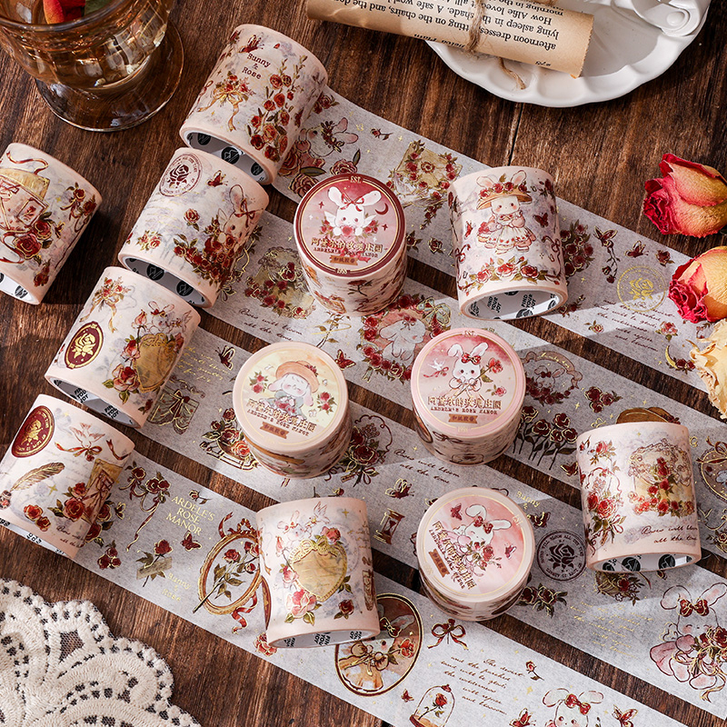 Mr. Paper 300cm/cuộn Và băng giấy Phim hoạt hình dễ thương Thỏ bông hồng Loạt minh họa Sáng tạo hot Tài liệu dán nền móng tay gogolkar Chai DIY Văn phòng phẩm trang trí băng