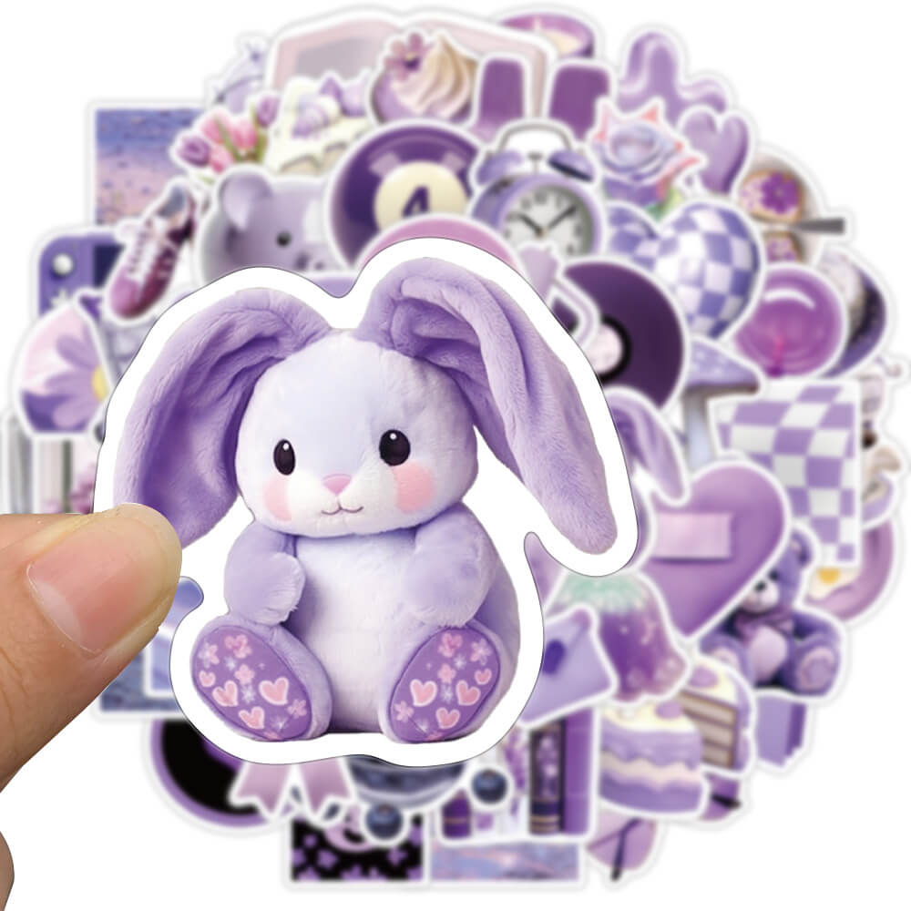 Bộ 56 Sticker Họa Tiết Hoạt Hình Màu Tím Trang Trí Sổ Tay DIY