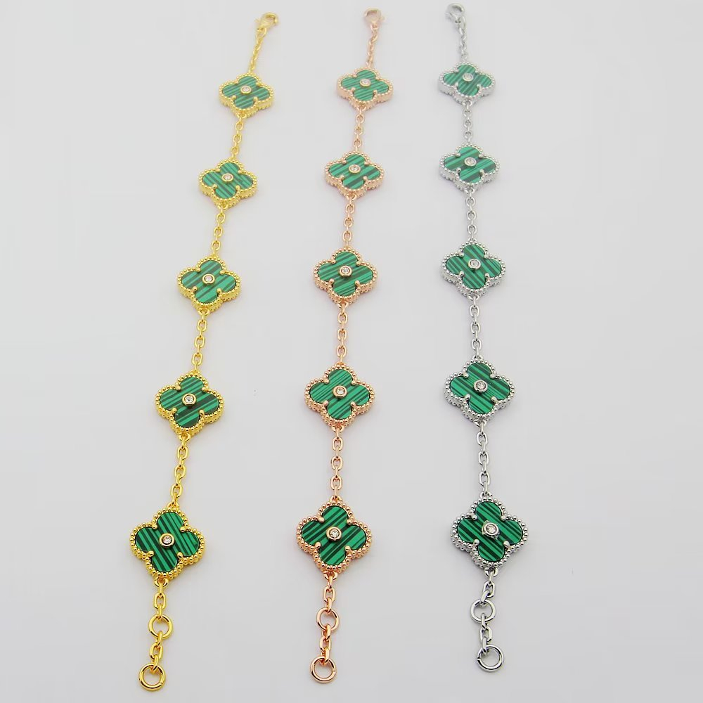 Vòng Tay Đơn Hình Cỏ Bốn Lá Đính Hạt Kim Cương Đơn Giản Thời Trang Mới V & CA