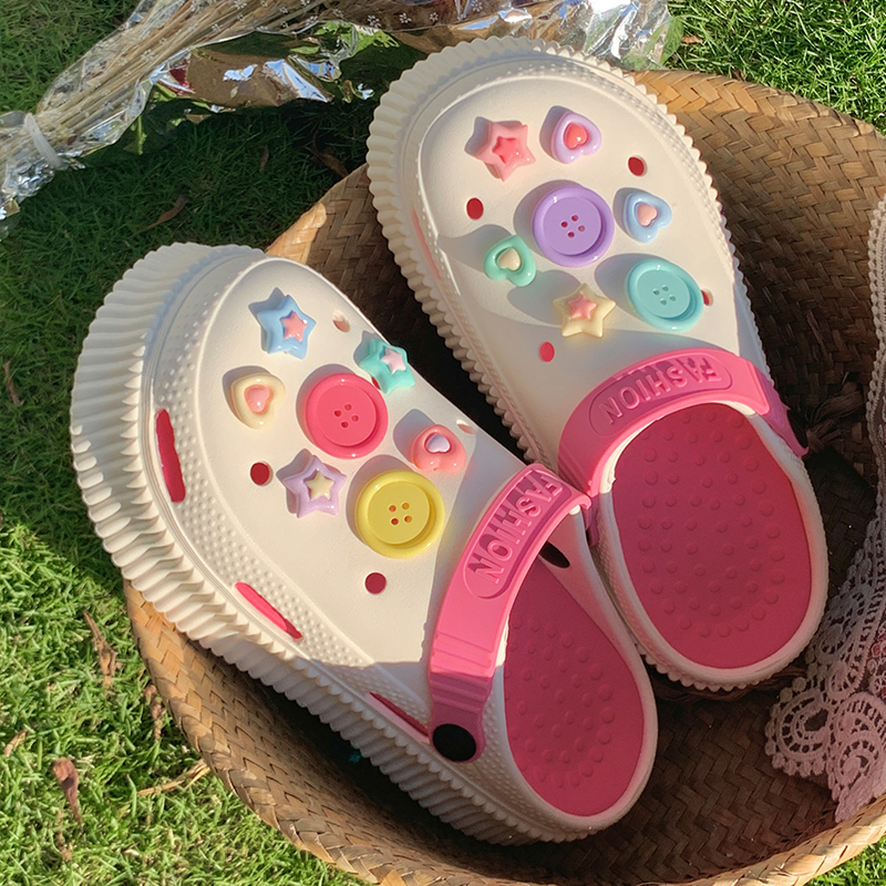 Set 14 Nút Thắt Giày Hai Lớp Hình Ngôi Sao / Trái Tim / Croc / Macaron