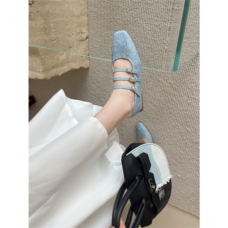 Giày Búp Bê Da Mềm Mũi Vuông Phong Cách Retro Thời Trang Size 35-41