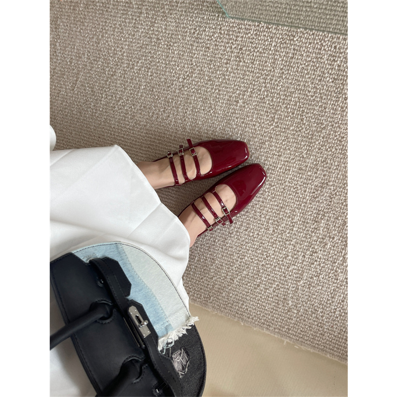 Giày Búp Bê Da Mềm Mũi Vuông Phong Cách Retro Thời Trang Size 35-41