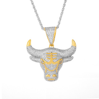 Dây chuyền thiết kế hình đầu bò đính đá zircon phong cách hip hop