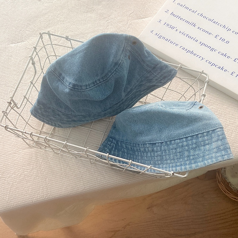 Nón Tai Bèo Vải Denim Cotton Màu Trơn Thời Trang Thu Đông Cho Bé Trai