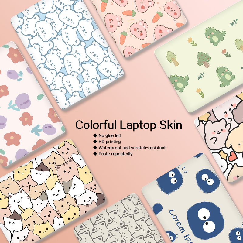 Bộ 2 Miếng Dán Trang Trí Laptop Họa Tiết Hoạt Hình 12 / 13 / 14 / 15 / 17 Inch Diy