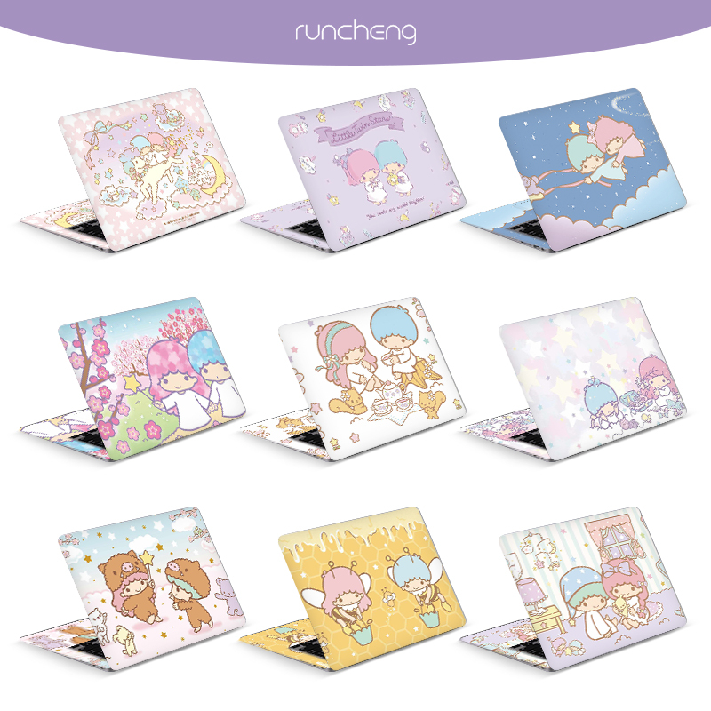Bộ 2 Miếng Dán Trang Trí Laptop / Máy Tính / Ký Túc Xá / Sinh Viên Hình Cô Gái Dễ Thương Diy 12 / 13 / 14 / 15 / 17 Inch