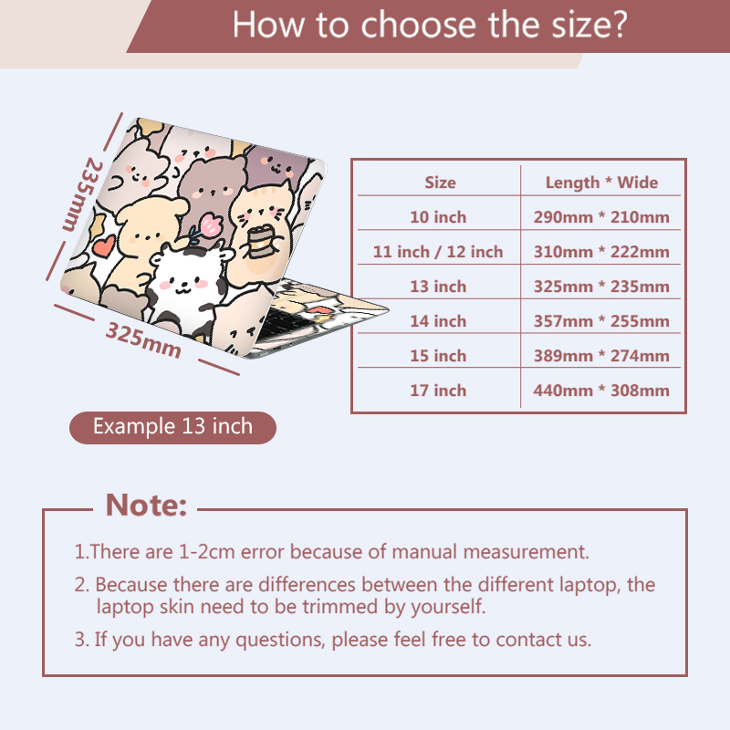 Bộ 2 Miếng Dán Trang Trí Laptop Họa Tiết Hoạt Hình 12 / 13 / 14 / 15 / 17 Inch Diy