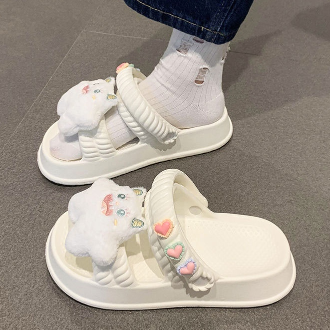 One more shoes⭐Xăng đan In Họa Tiết Hoạt Hình Dễ Thương Thời Trang Mùa Hè Cho Nữ