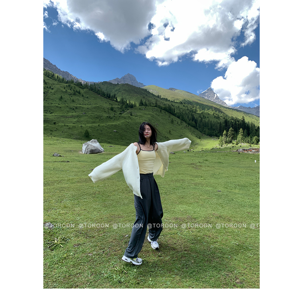 Áo Khoác Len Cardigan Hai Lớp Trước Và Sau Thời Trang Cho Nữ