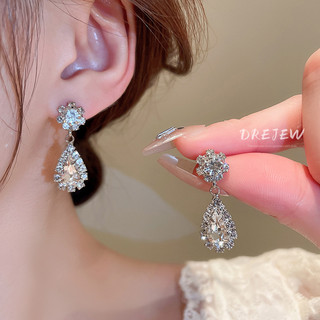 DREJEW Bông Tai Kim Bạc 925 Cương Hình Giọt Nước Sang Trọng Phong Cách Hàn Quốc Bông Tai Nữ