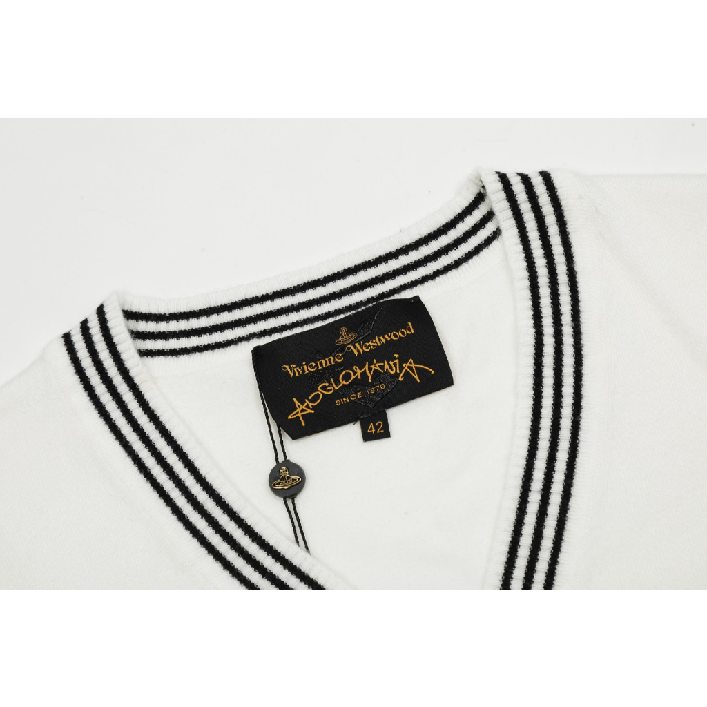 Mới Áo Khoác cardigan Dệt Kim Thêu Chữ Vivienne West Wood