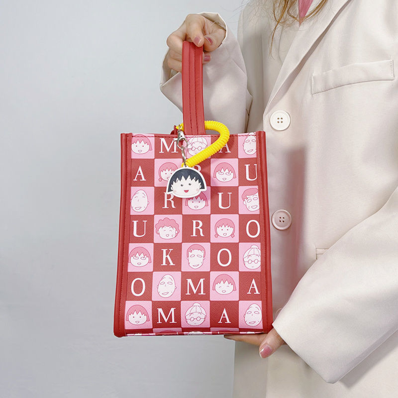 Nallcheer Túi Xách Nữ Màu Hồng In Hình Chibi Maruko Dễ Thương (gửi mặt dây chuyền)