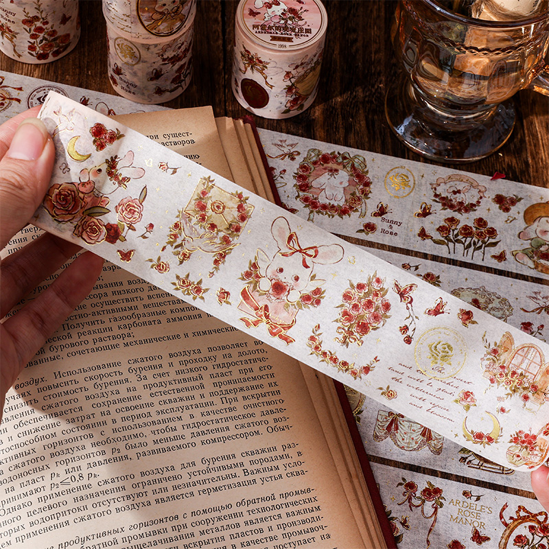 Mr. Paper 300cm/cuộn Và băng giấy Phim hoạt hình dễ thương Thỏ bông hồng Loạt minh họa Sáng tạo hot Tài liệu dán nền móng tay gogolkar Chai DIY Văn phòng phẩm trang trí băng