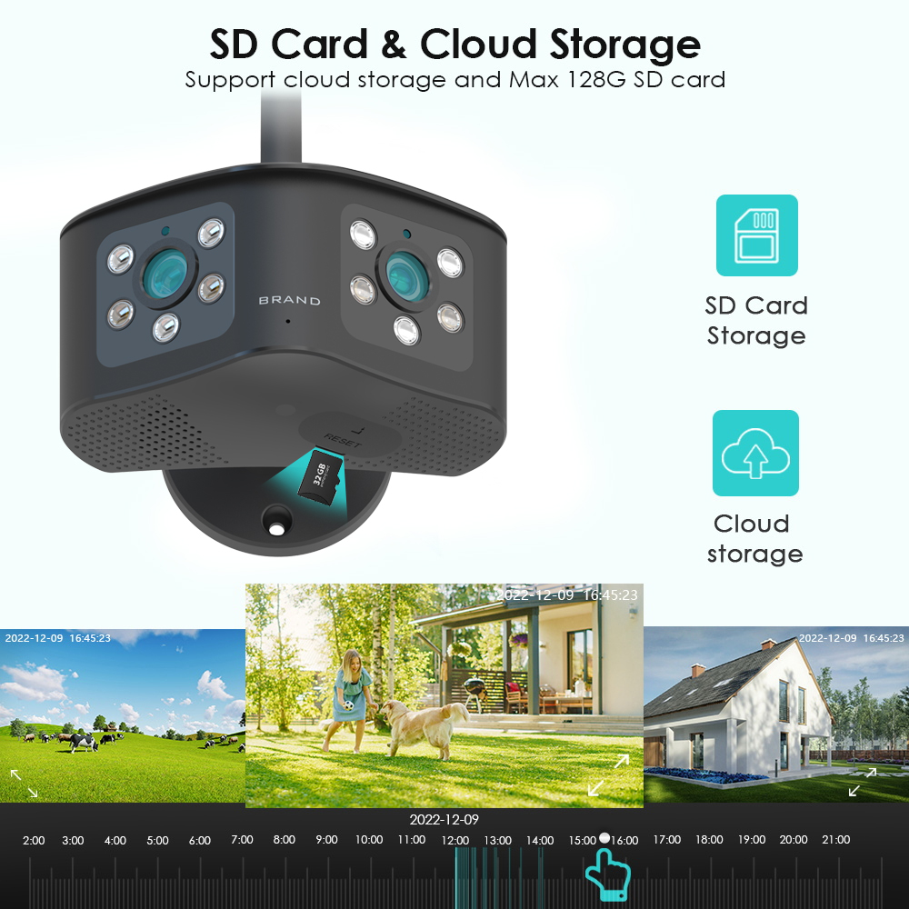 LLSEE 8MP 4K 8X Zoom, Camera 2 mắt ngoài trời, Camera WIFI không dây 180 độ Panorama, Tầm nhìn ban đêm đầy màu sắc Không thấm nước Cuộc gọi hai chiều