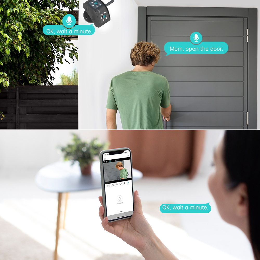 LLSEE 8MP 4K 8X Zoom, Camera 2 mắt ngoài trời, Camera WIFI không dây 180 độ Panorama, Tầm nhìn ban đêm đầy màu sắc Không thấm nước Cuộc gọi hai chiều