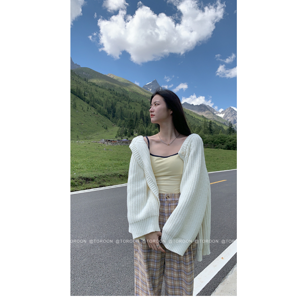 Áo Khoác Len Cardigan Hai Lớp Trước Và Sau Thời Trang Cho Nữ