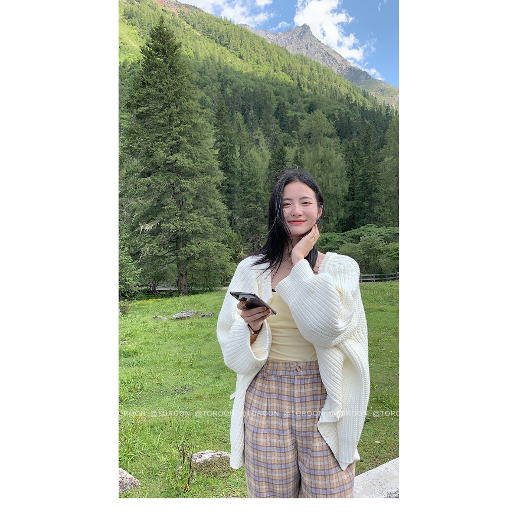 Áo Khoác Len Cardigan Hai Lớp Trước Và Sau Thời Trang Cho Nữ