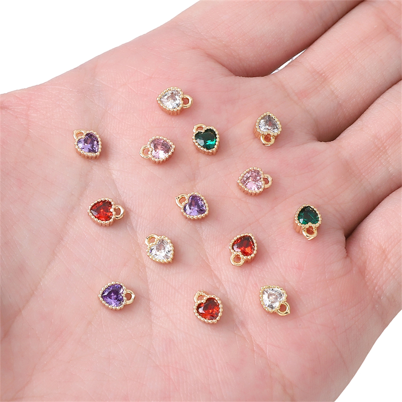 Beadia Mặt Vòng cổ Hình Trái Tim Mạ Vàng 14K Đính Đá Zircon