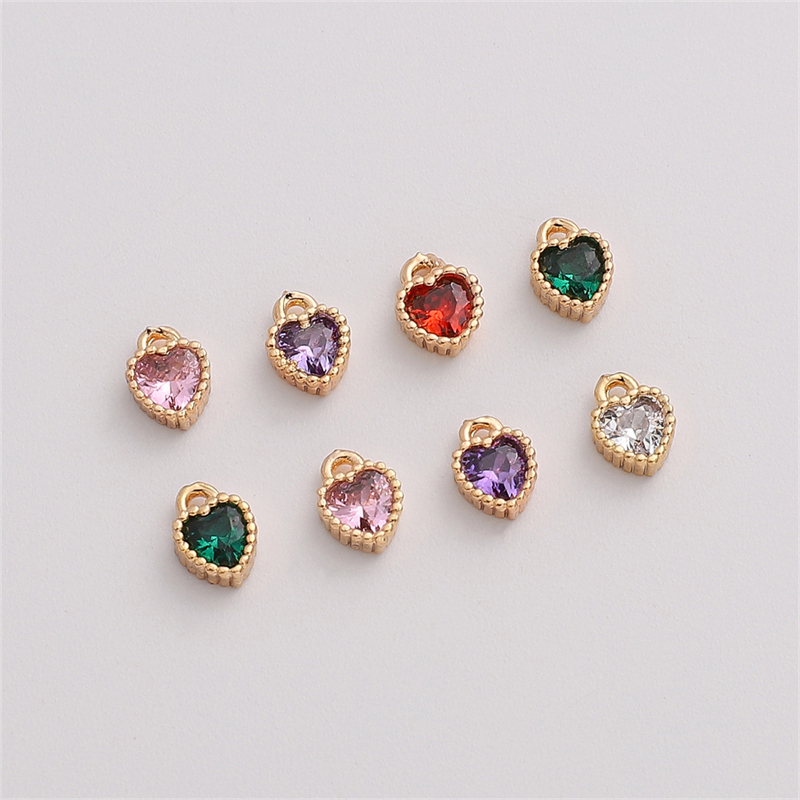 Beadia Mặt Vòng cổ Hình Trái Tim Mạ Vàng 14K Đính Đá Zircon