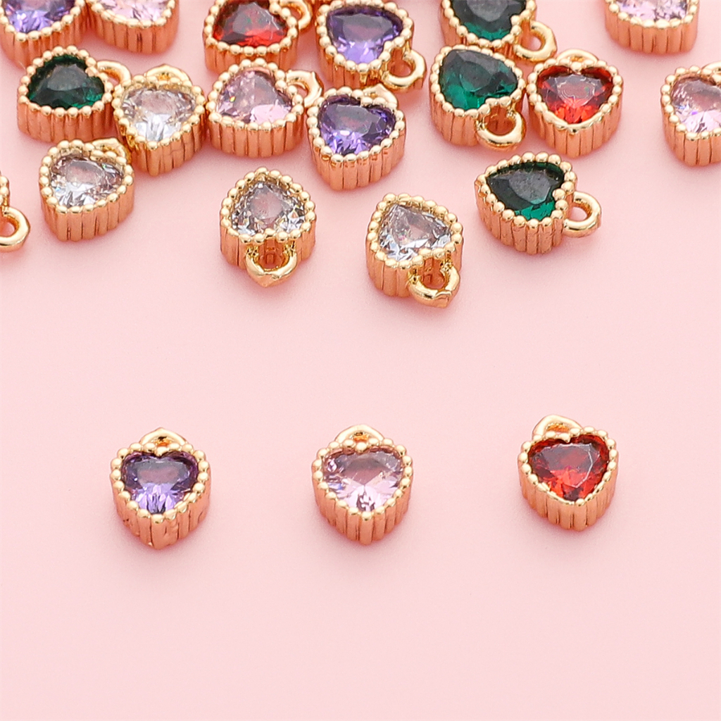 Beadia Mặt Vòng cổ Hình Trái Tim Mạ Vàng 14K Đính Đá Zircon