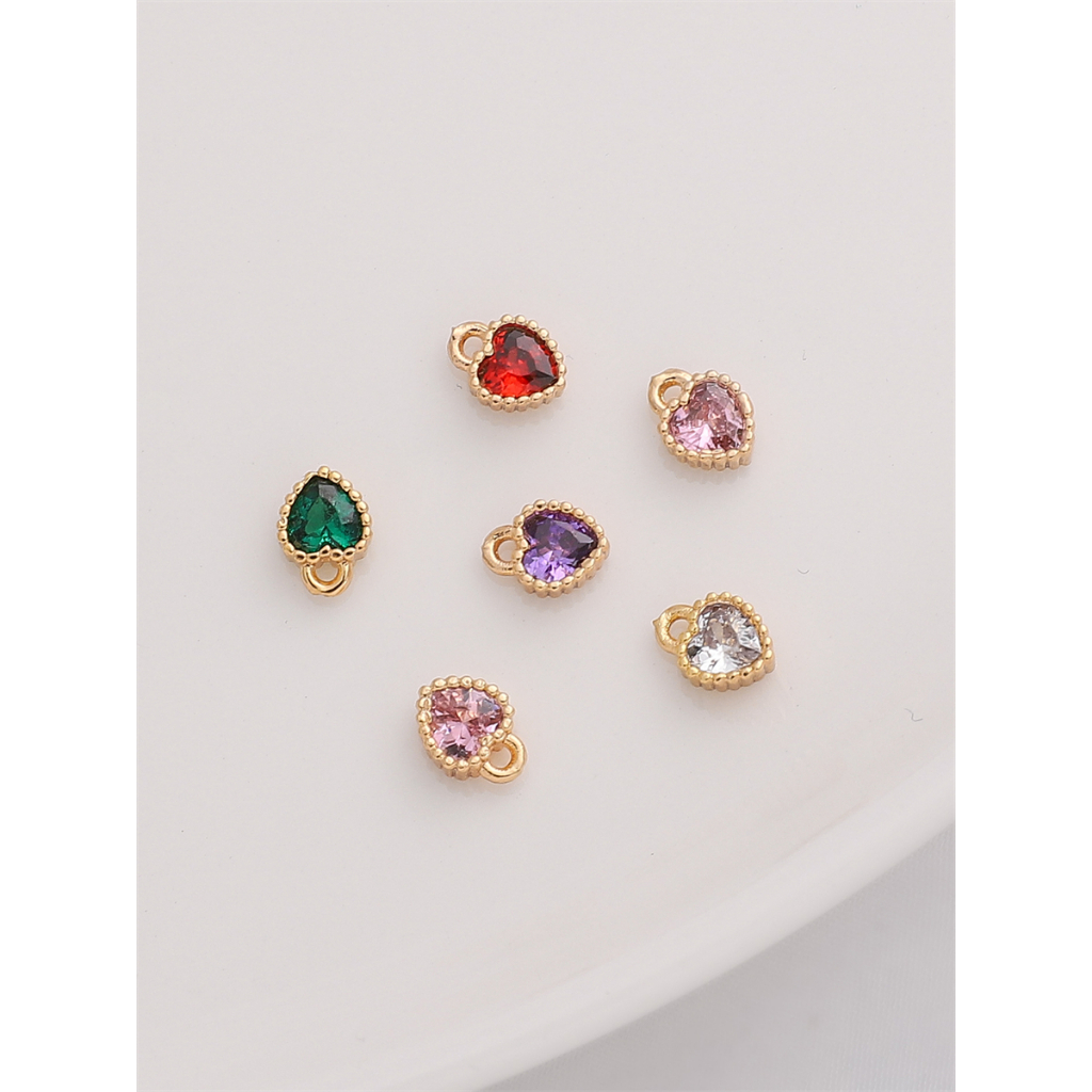 Beadia Mặt Vòng cổ Hình Trái Tim Mạ Vàng 14K Đính Đá Zircon