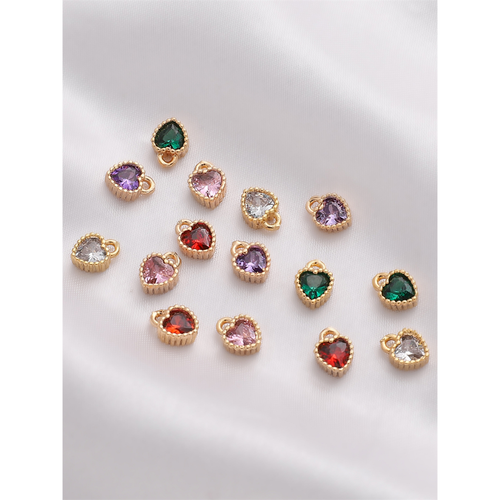 Beadia Mặt Vòng cổ Hình Trái Tim Mạ Vàng 14K Đính Đá Zircon