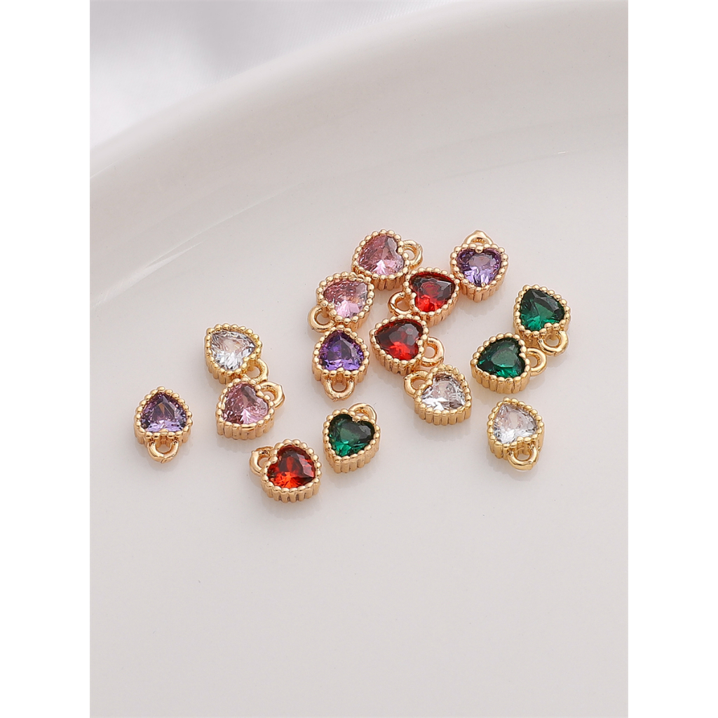 Beadia Mặt Vòng cổ Hình Trái Tim Mạ Vàng 14K Đính Đá Zircon