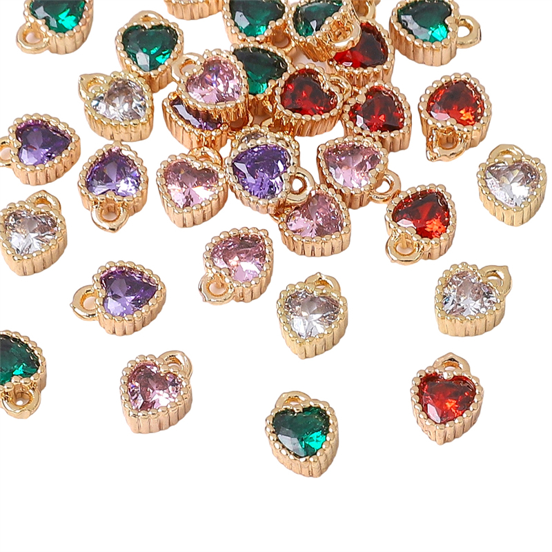 Beadia Mặt Vòng cổ Hình Trái Tim Mạ Vàng 14K Đính Đá Zircon