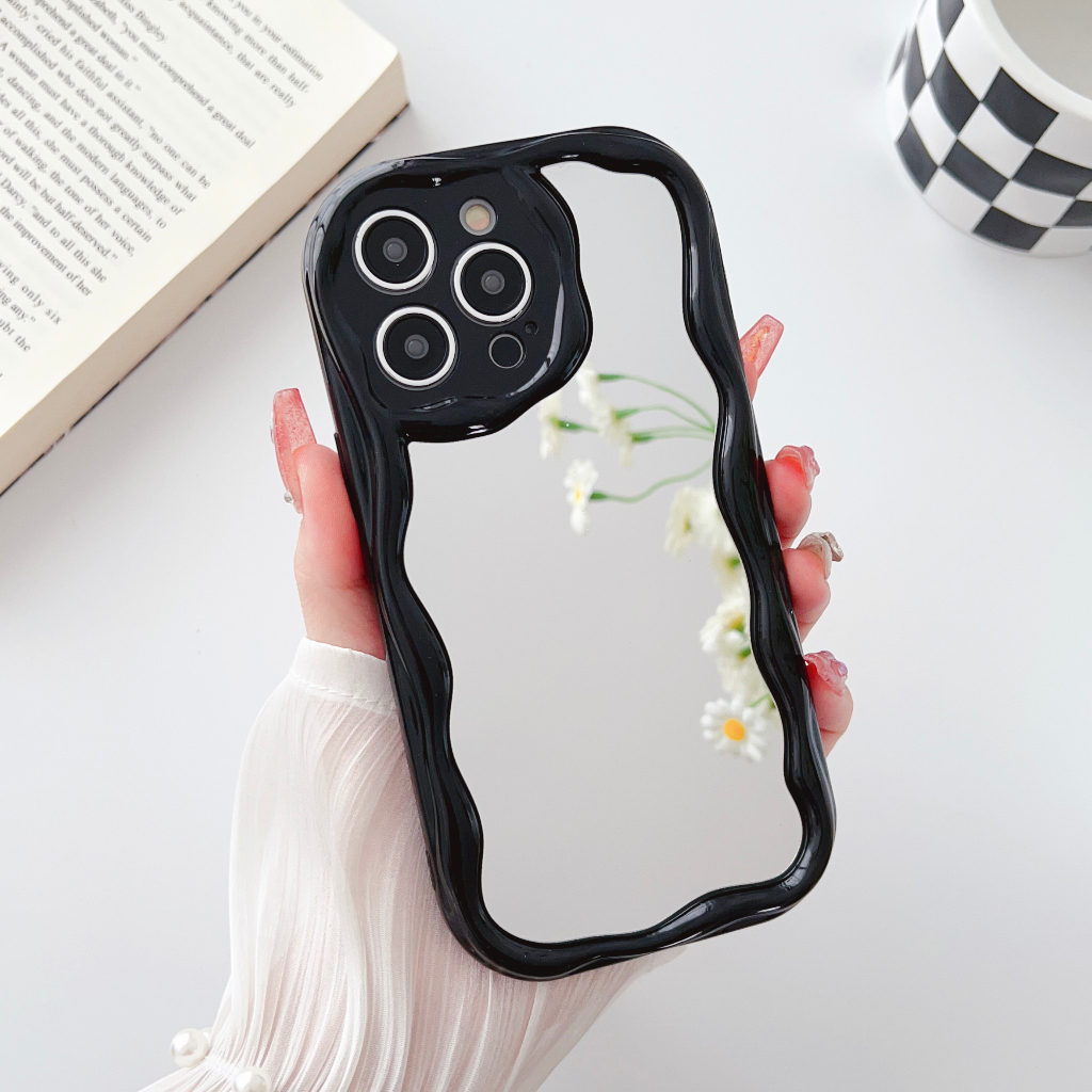 Ốp Điện Thoại Mềm Tráng Gương Họa Tiết Gợn Sóng Cho OPPO Reno 4 5 6 7 7SE 8 Pro Pro +