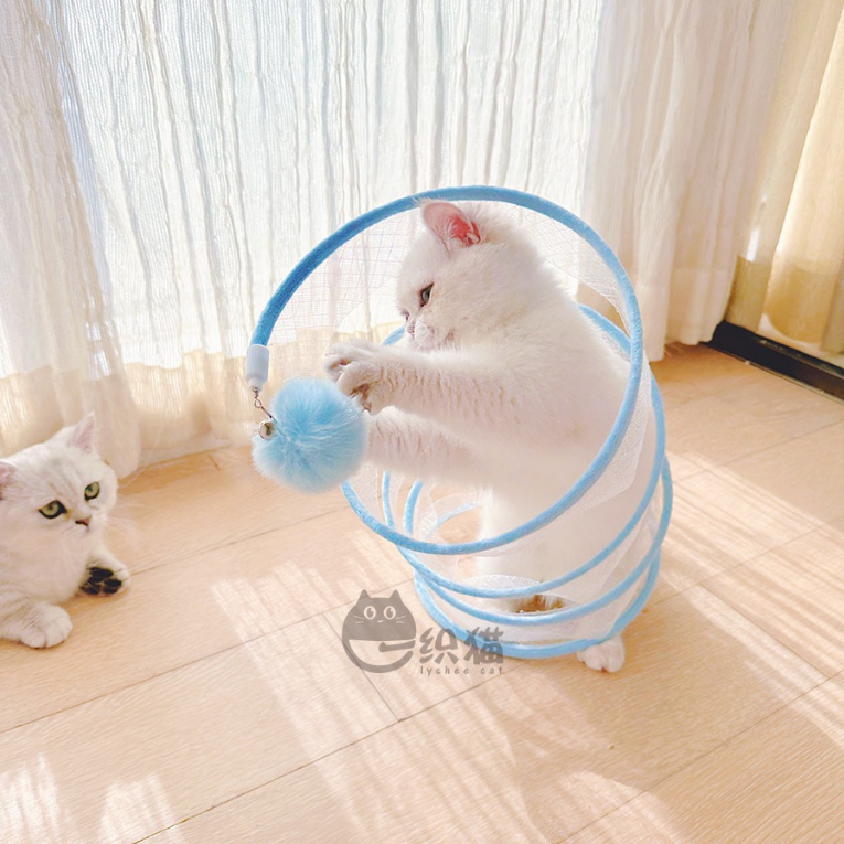Elsabell Đường hầm dành cho mèo có thể gập lại với bóng lăn Có thu gọn hình chữ S Ống đường chơi thú cưng tương tác gia đình trong nhà