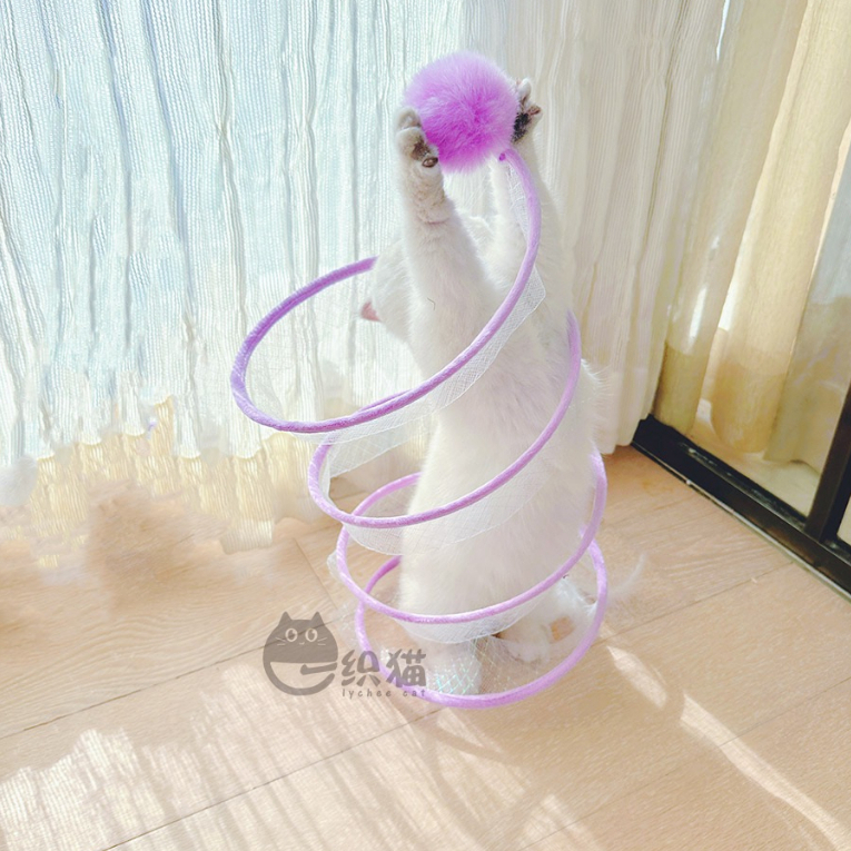 Elsabell Đường hầm dành cho mèo có thể gập lại với bóng lăn Có thu gọn hình chữ S Ống đường chơi thú cưng tương tác gia đình trong nhà