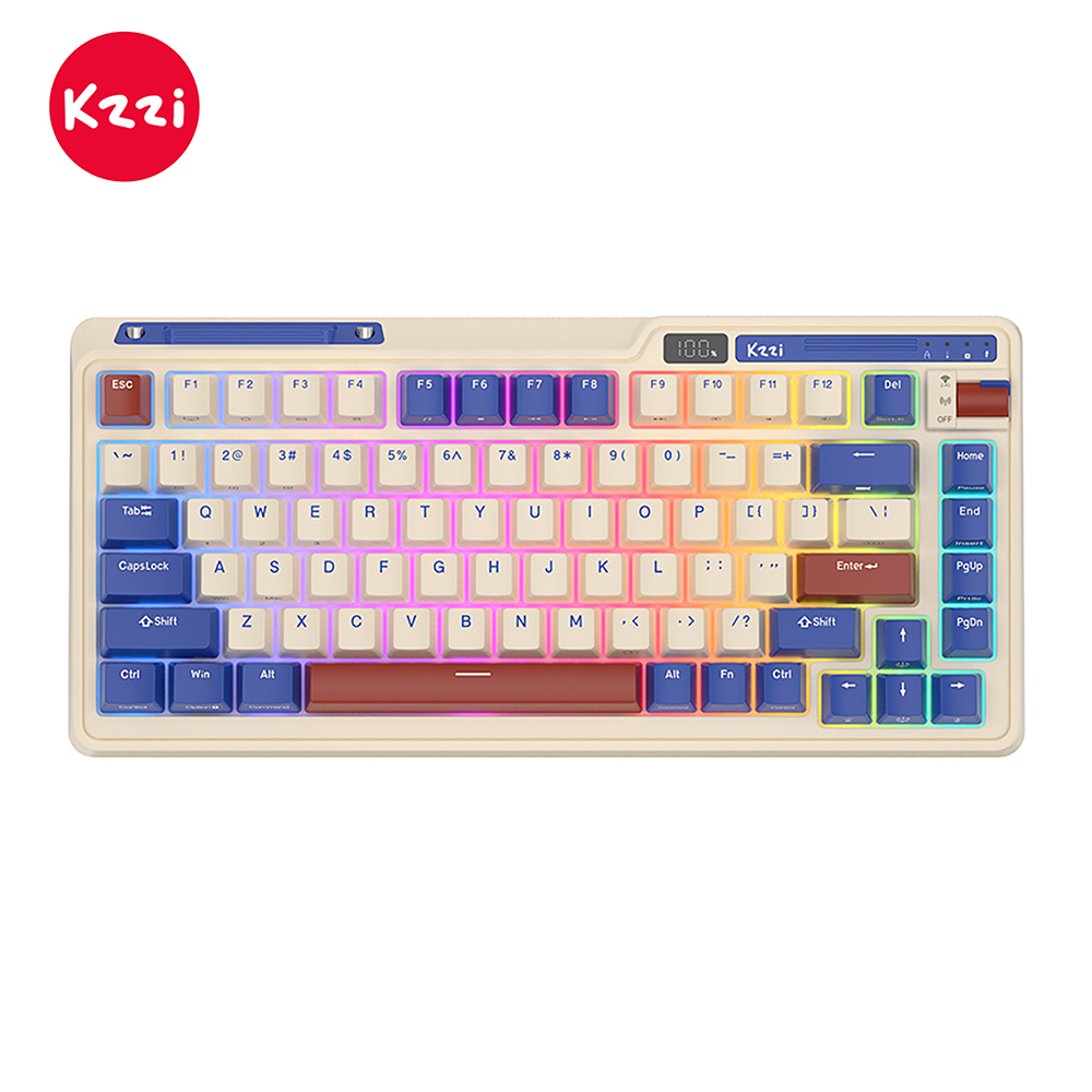 Bàn Phím Cơ Không Dây kzzi kezhi k75 pro 80% Màu Vàng / Bạc Dùng Để Chơi Game