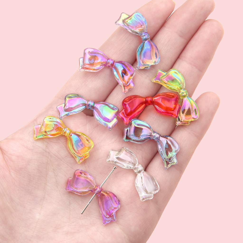 Beadia Túi Hạt Xâu Chuỗi 13 * 29mm Bằng Acrylic Trong Suốt Hình Nơ Nhiều Màu Dùng Làm Trang Sức Thủ Công DIY