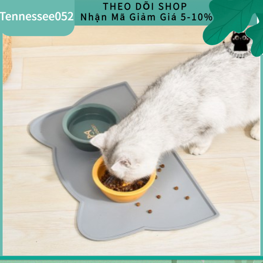 [Hàng Sẵn] Thảm lót bát thức ăn cho chó mèo - Thảm lót ăn uống cho Thú Cưng Silicone 25*44cm Mềm Mại Chống Trượt 【Tennessee052】