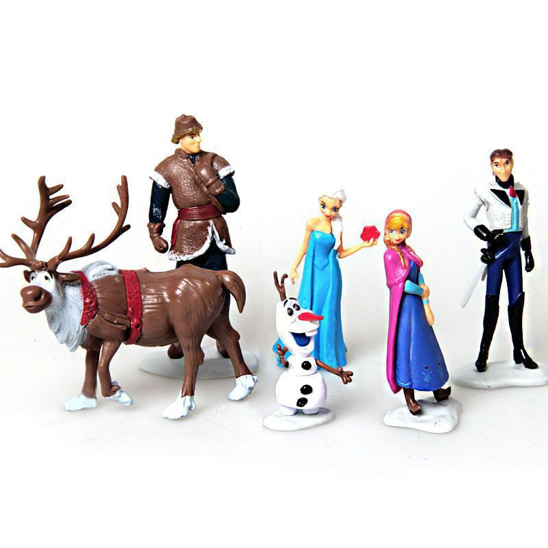 DISNEY Set 6 Mô Hình Công Chúa Elsa Anna Olaf 5-8cm Trang Trí Bánh Kem