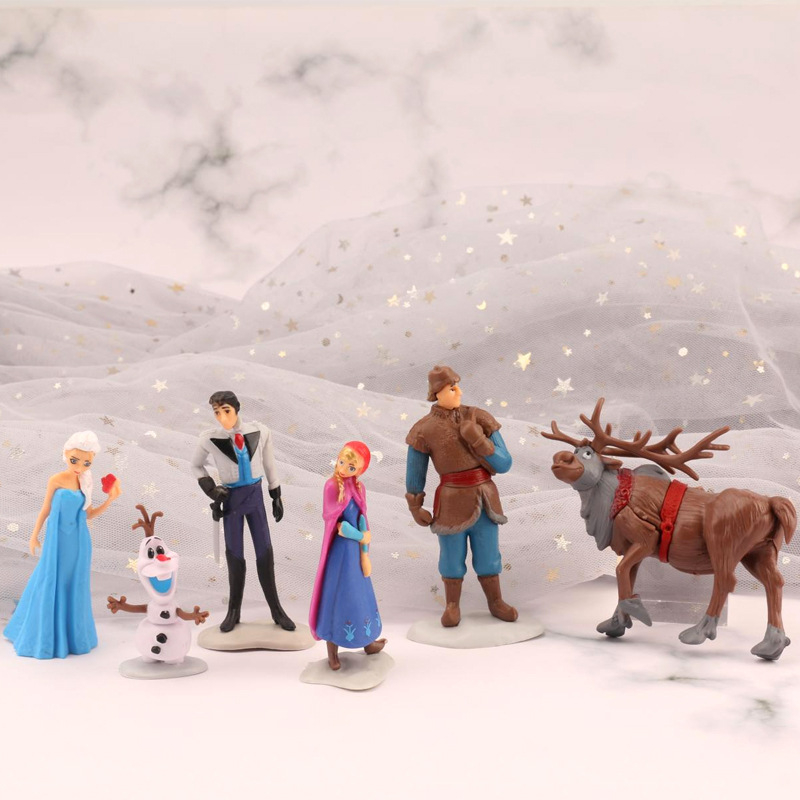 DISNEY Set 6 Mô Hình Công Chúa Elsa Anna Olaf 5-8cm Trang Trí Bánh Kem