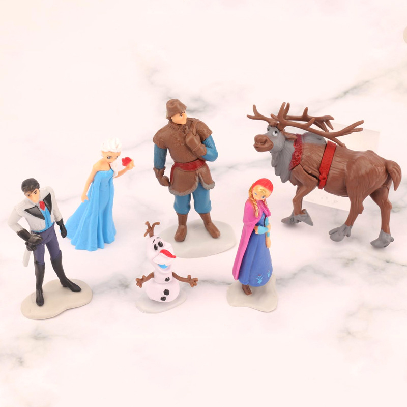 DISNEY Set 6 Mô Hình Công Chúa Elsa Anna Olaf 5-8cm Trang Trí Bánh Kem