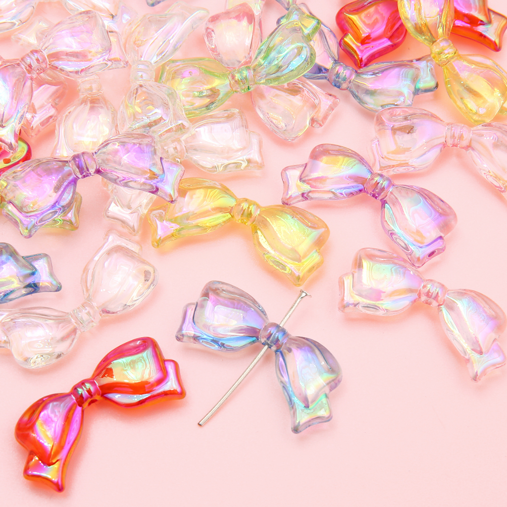 Beadia Túi Hạt Xâu Chuỗi 13 * 29mm Bằng Acrylic Trong Suốt Hình Nơ Nhiều Màu Dùng Làm Trang Sức Thủ Công DIY