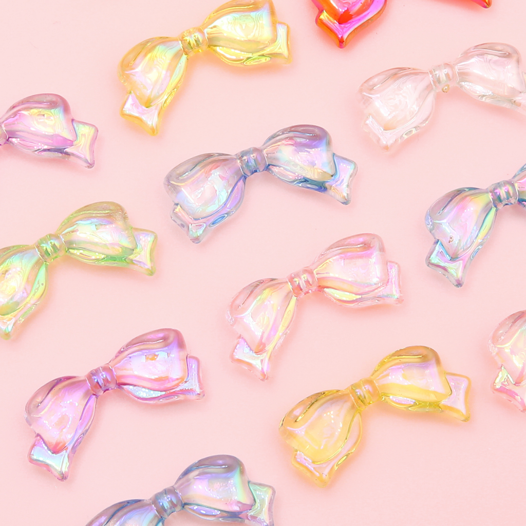 Beadia Túi Hạt Xâu Chuỗi 13 * 29mm Bằng Acrylic Trong Suốt Hình Nơ Nhiều Màu Dùng Làm Trang Sức Thủ Công DIY