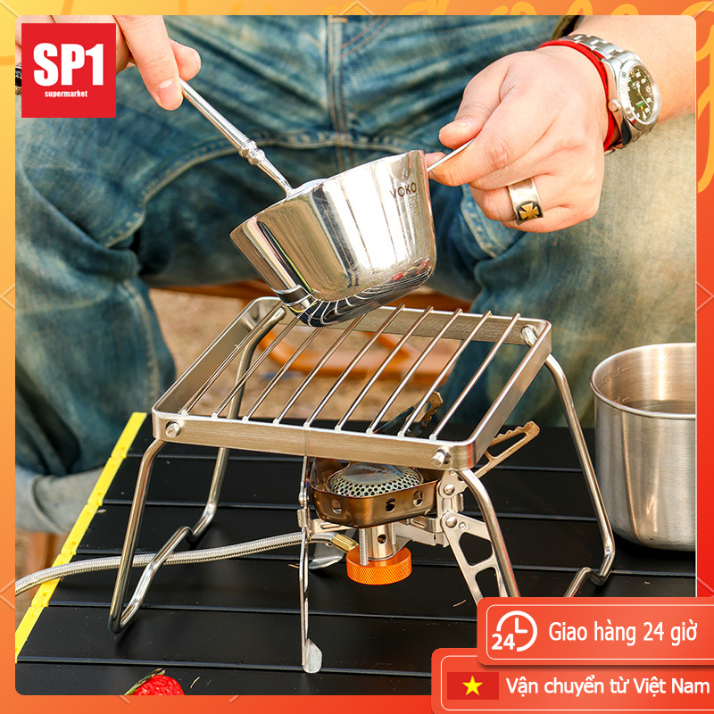 Sẵn sàng tại VN ✔  Mini Giá Đỡ Bếp Nướng Vỉ nướng Gấp Bếp gas Đa Năng Bằng  di động Thép Không Gỉ Có Thể