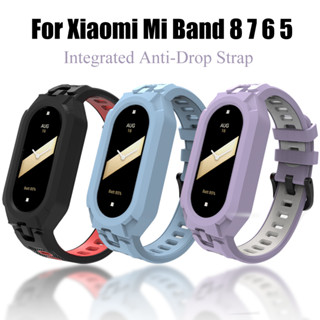 Dây Đeo Silicon Cho Xiaomi Mi Band 10 9 8 7 6 5 Ốp Lưng Thể Thao Đồng Hồ Thông Minh Dây Đeo Thay Thế Cho Mi Band8 Band9 TPU Tích Hợp Chống Rơi Dây Đeo Cổ Tay